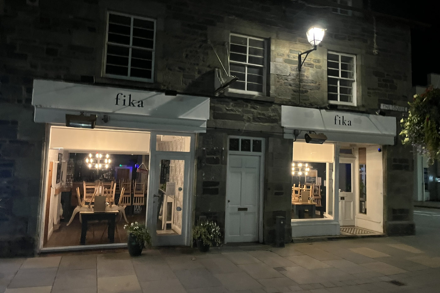 Cafe Fika at night before grading (neutral)